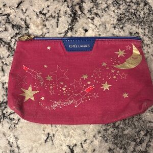 Estee Lauder Fuchsia Cosmetic Bag with Gold Celestial Design